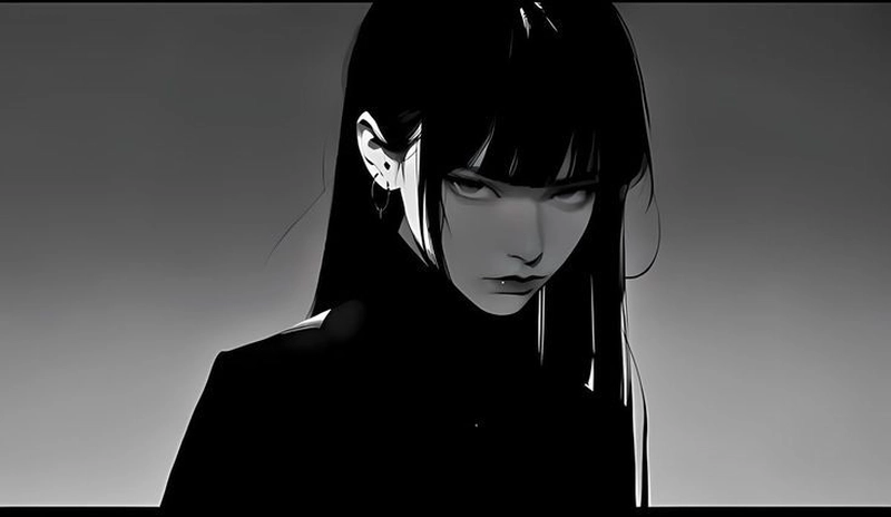 Ảnh anime trắng đen đầy cảm xúc
