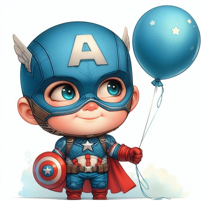 Ảnh Captain America chibi cute sáng tạo