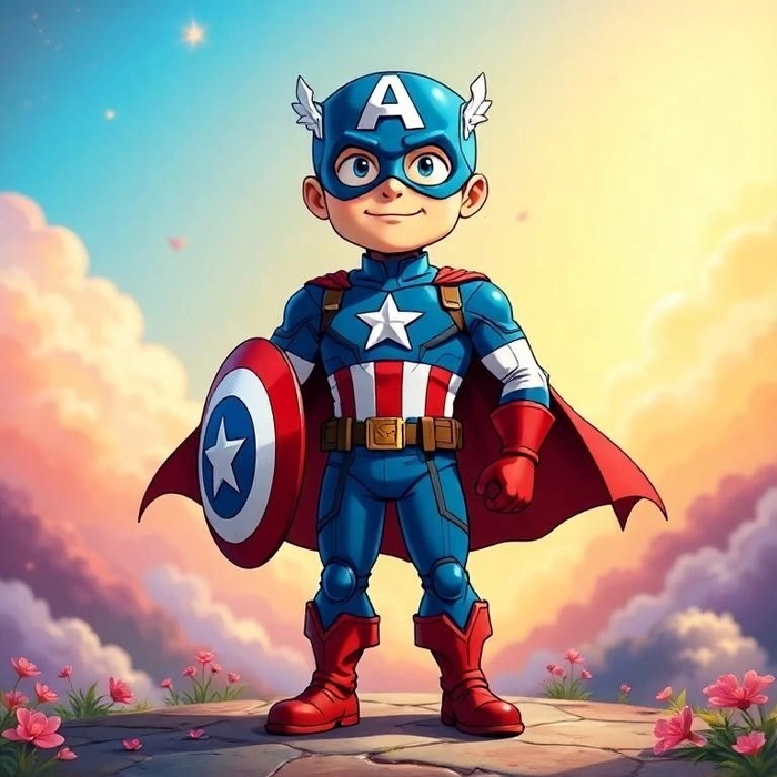 Ảnh Captain America chibi đáng yêu nổi bật
