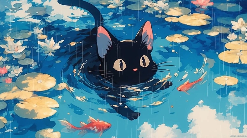 Hình ảnh mèo anime dễ thương hút hồn fan