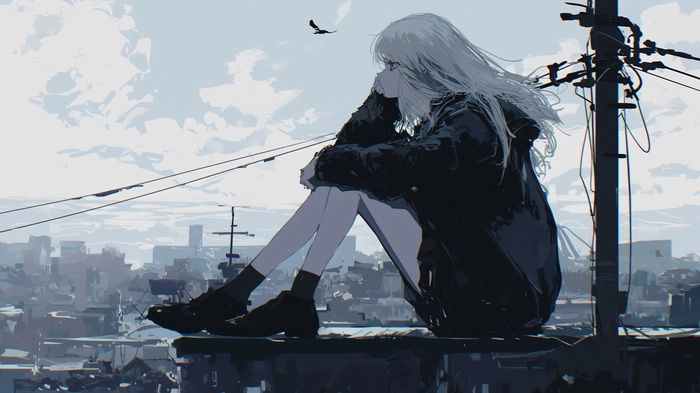 Ảnh anime nữ buồn cô đơn trong mưa