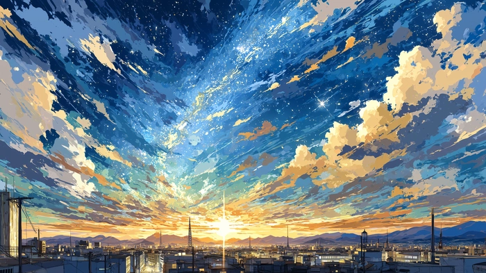 Ảnh phong cảnh anime mùa hè rực rỡ