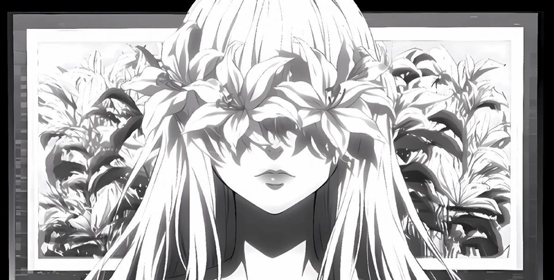 Ảnh anime nữ trắng đen lãng mạn