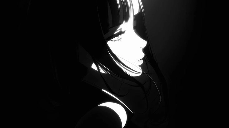 Hình ảnh anime trắng đen dễ thương