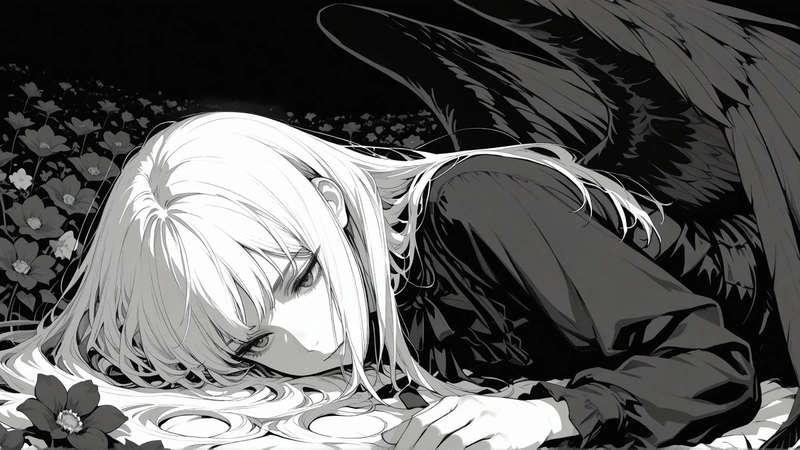 Hình anime trắng đen đẹp nghệ thuật
