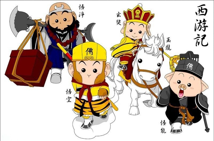 Hình ảnh Tây Du Ký chibi với biểu cảm hài hước
