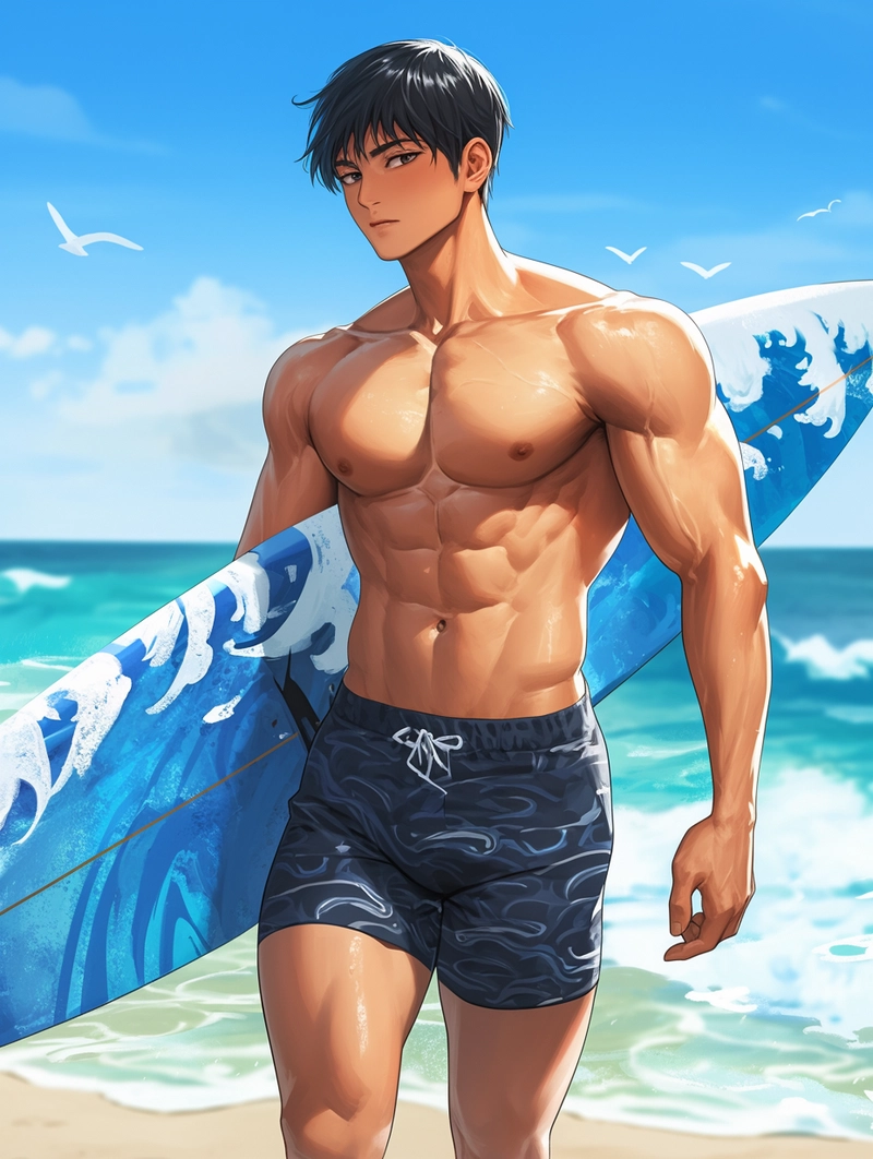 Hình ảnh anime boy 6 múi thần thái ngầu