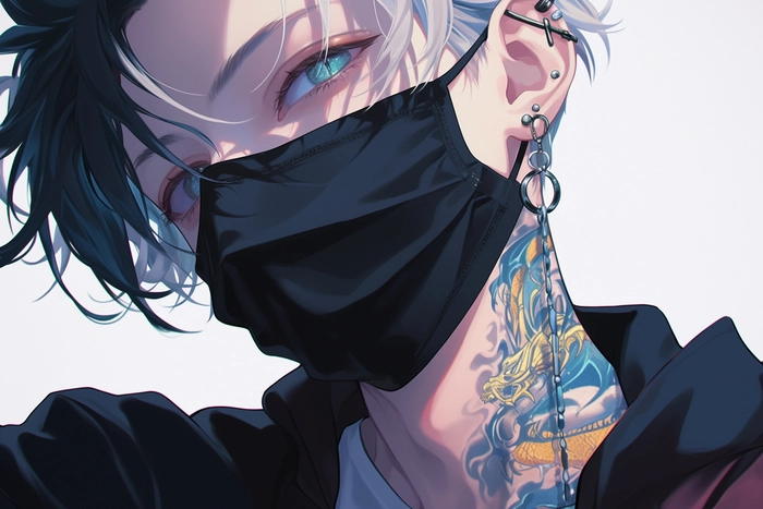 Hình ảnh anime nam ngầu đeo khẩu trang bí ẩn