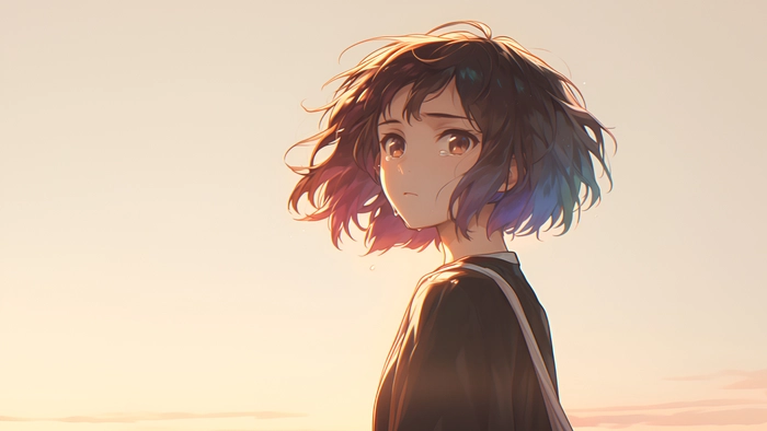 Hình ảnh anime nữ buồn cute đáng yêu