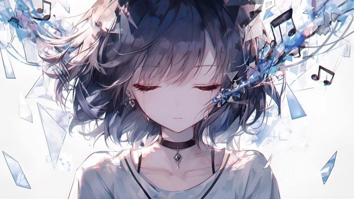 Hình ảnh anime nữ buồn khóc cảm động