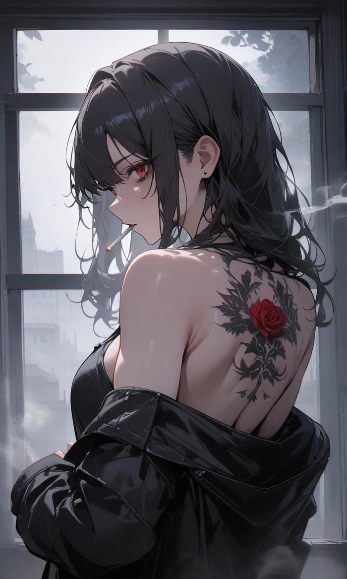 Hình ảnh anime nữ xăm mình ngầu lòi