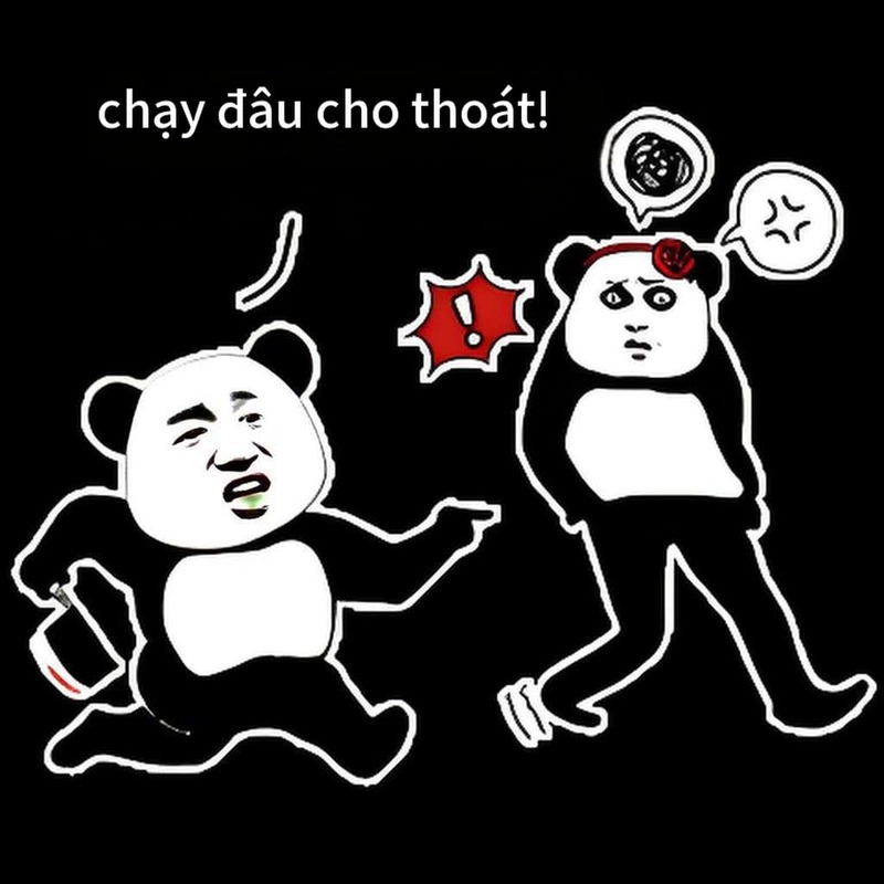 Hình chế meme gấu trúc ngang ngược ấn tượng