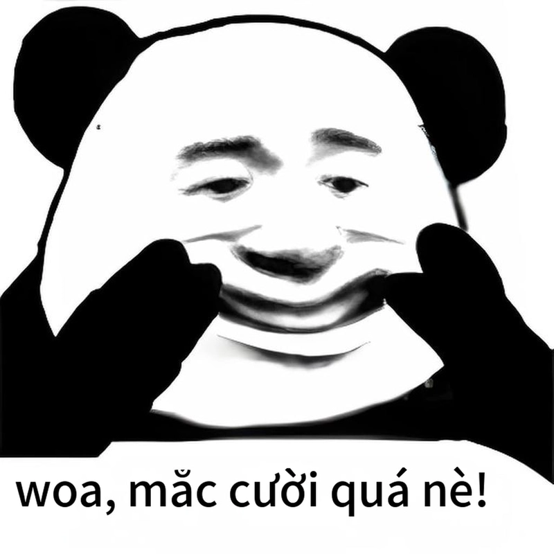 Meme gấu trúc cười với biểu cảm đểu