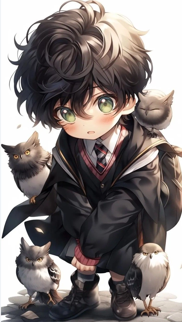 Ảnh Harry Potter chibi cute tinh nghịch