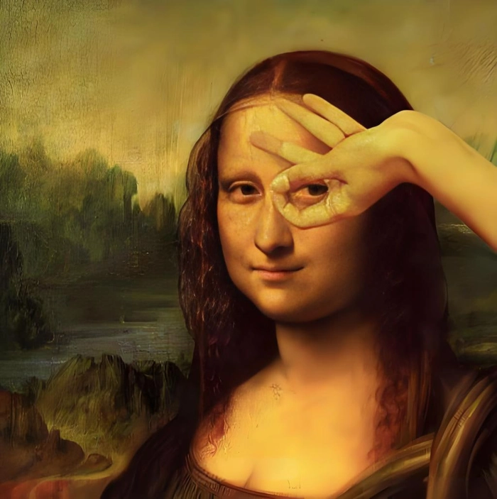 Ảnh Mona Lisa meme cười ngất ngây