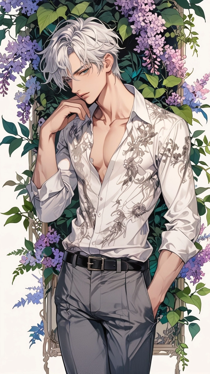 Ảnh anime nam tóc trắng cute đáng yêu