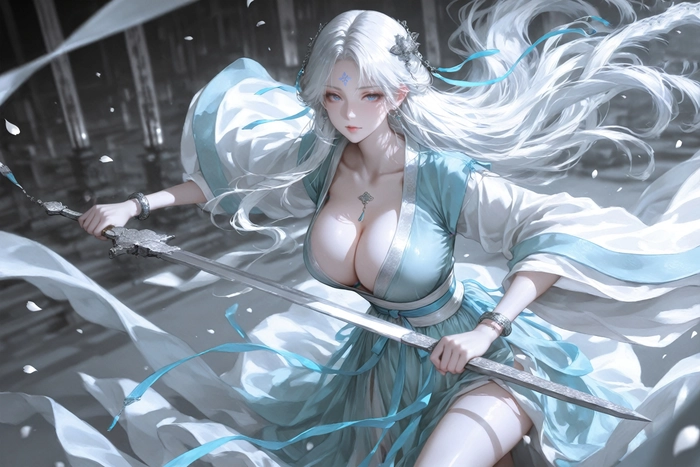 Ảnh anime nữ lạnh lùng tóc trắng ấn tượng