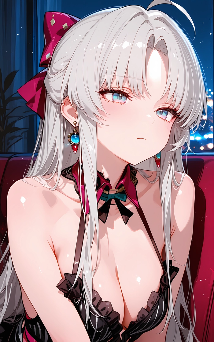 Ảnh anime nữ tóc trắng cute lung linh