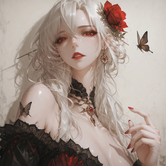 Ảnh anime nữ tóc trắng lạnh lùng sang trọng