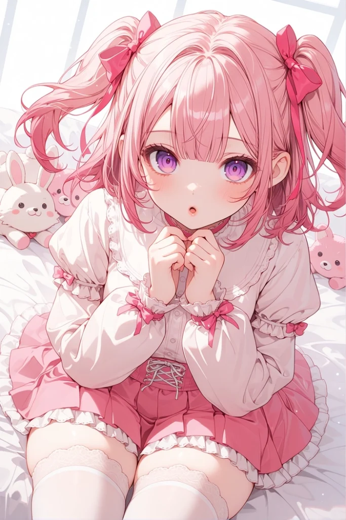 Anime girl tóc hồng quyến rũ