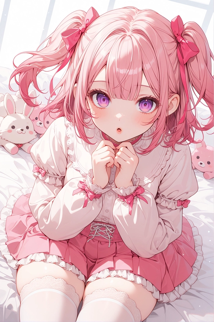 Anime girl tóc hồng quyến rũ