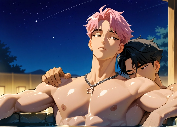 Anime nam tóc hồng dễ thương và ngầu