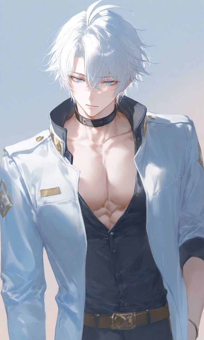 Anime nam tóc trắng lạnh lùng thần thái