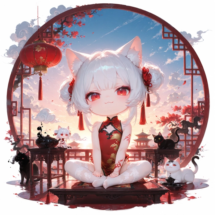 Anime nữ tóc trắng chibi cute ngây thơ