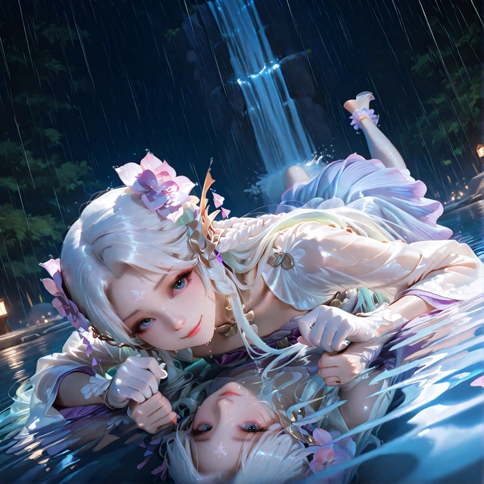 Anime nữ tóc trắng cute đáng yêu