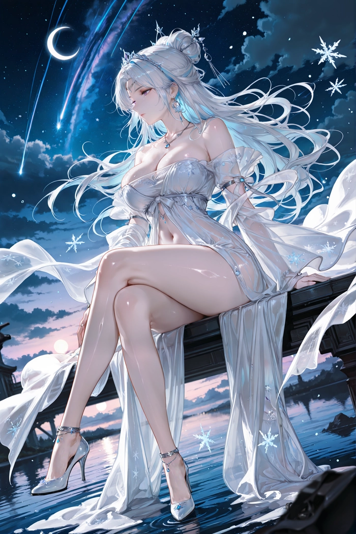 Anime nữ tóc trắng cute lung linh