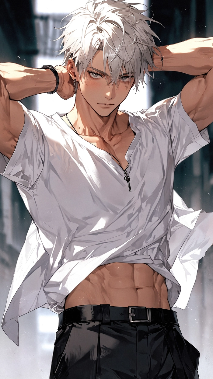 Anime tóc trắng nam lạnh lùng cuốn hút