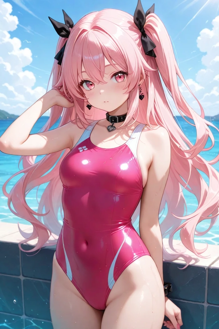 Gái anime tóc hồng đáng yêu