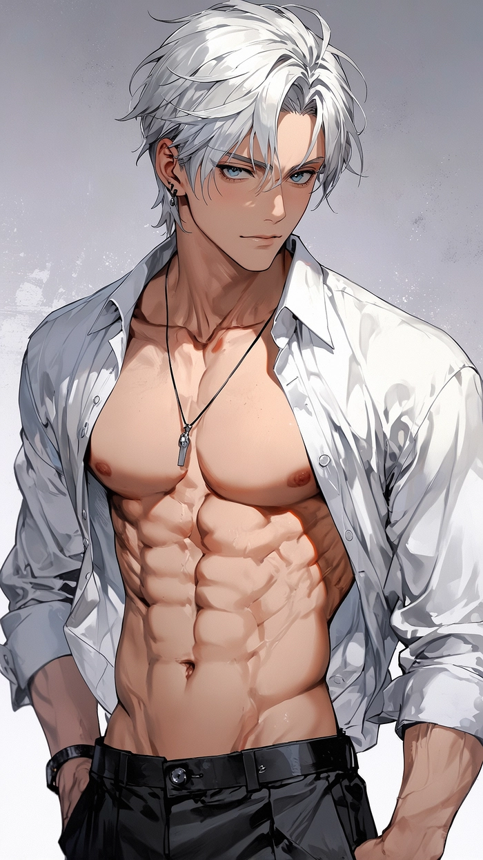 Hình anime nam tóc trắng ngầu bí ẩn