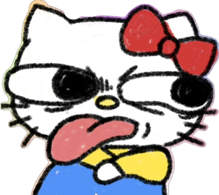 Meme Hello Kitty giơ ngón giữa chất chơi
