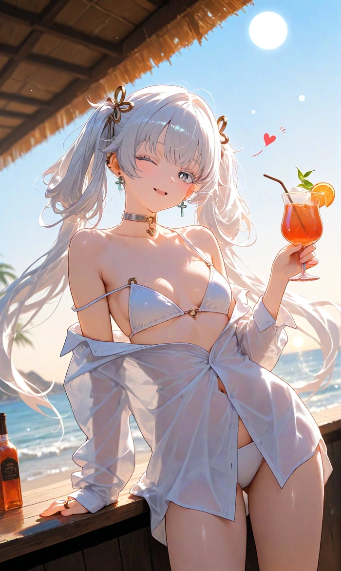 Nhân vật nữ tóc trắng trong anime đẹp dịu dàng